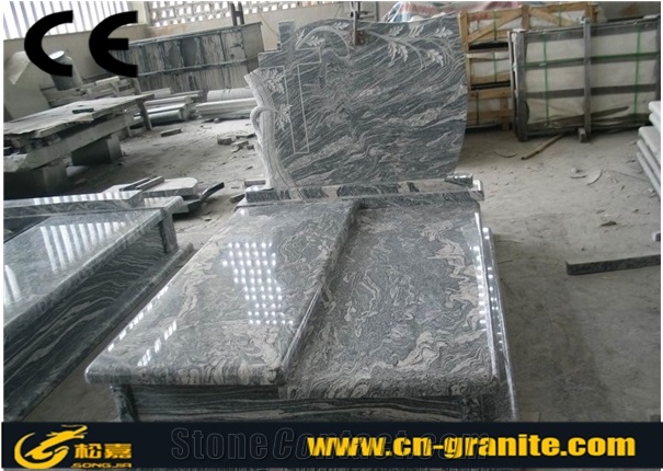 China Juparana Granite Tombstone & Monument Grey Chinese Granite Stone Memorials Gravestone & Headstone Export