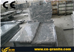 China Juparana Granite Tombstone & Monument Grey Chinese Granite Stone Memorials Gravestone & Headstone Export