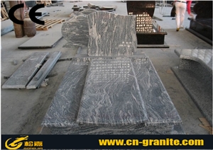 China Juparana Granite Tombstone & Monument Grey Chinese Granite Stone Memorials Gravestone & Headstone Export