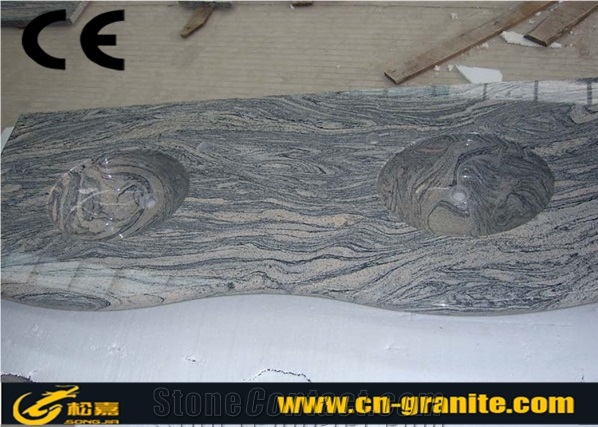 China Juparana Granite Vanity Countertops with Sink,China Juparana Grey Granite Bathroom Countertops Custom Vanity Tops