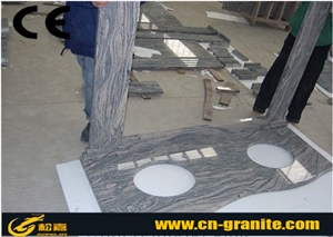 China Juparana Granite Vanity Countertops with Sink,China Juparana Grey Granite Bathroom Countertops Custom Vanity Tops