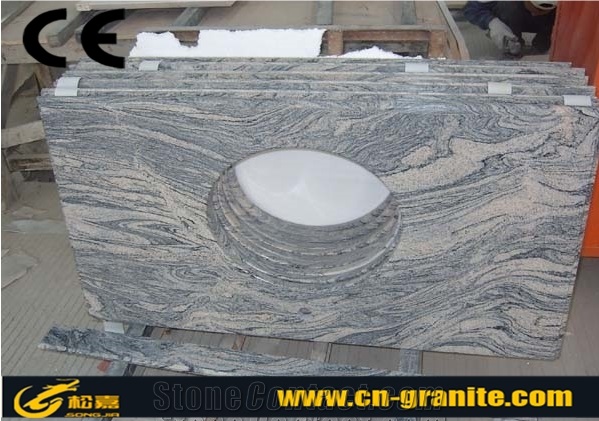 China Juparana Granite Vanity Countertops with Sink,China Juparana Grey Granite Bathroom Countertops