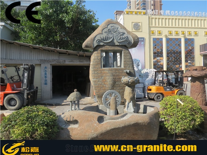 China Natural Stone Water Features Fountain Chocolate Fountain Chinese Yellow Outside Fountain