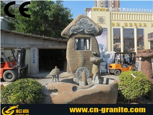 China Natural Stone Water Features Fountain Chocolate Fountain Chinese Yellow Outside Fountain
