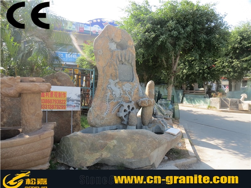 China Natural Stone Water Features Fountain Chocolate Fountain Chinese Yellow Outside Fountain