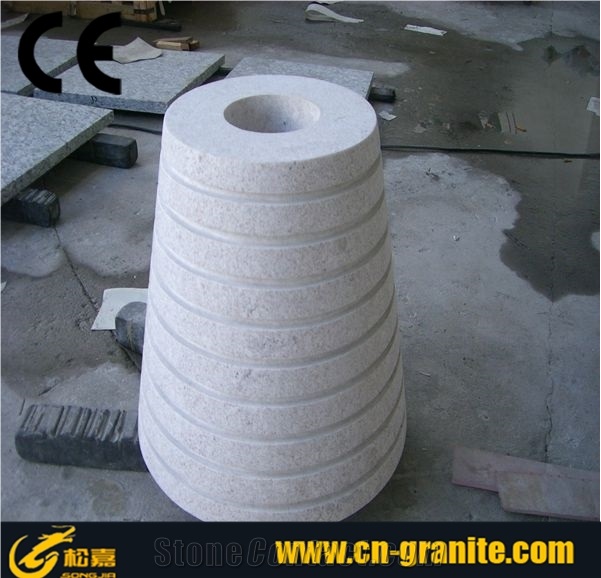 China Pearl White Granite Flower Vase Chinese White Landscaping Stone