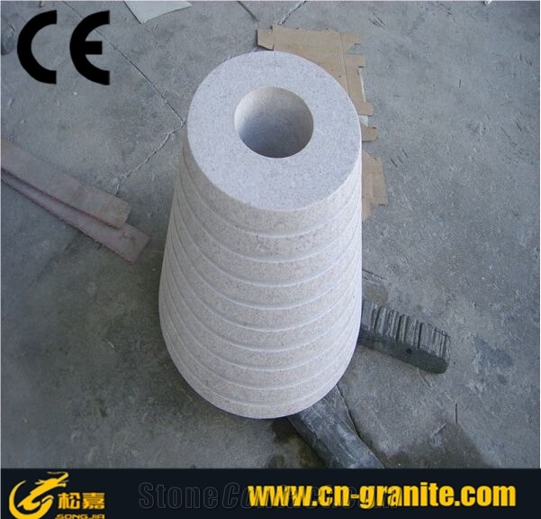 China Pearl White Granite Flower Vase Chinese White Landscaping Stone