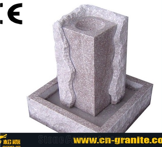 China Pink Granite Water Feature/Fountain Chinese Granite Outdoor Water Fountain for Garden Fountain