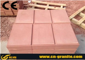 China Red Sandstone Curbstone Kerbstone Red Natural Stone Road Stone Interlock Tiles & Amp Kerbstone