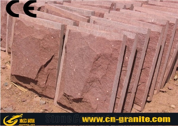 China Red Sandstone Mushroom Stone for Wall Cladding, Chinese Red Natural Mushroom Stone