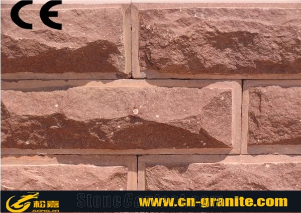 China Red Sandstone Mushroom Stone for Wall Cladding, Chinese Red Natural Mushroom Stone