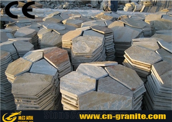 China Rusty Slate Random Flagstone Paving Outdoor Flagstone Flooring Pavering