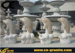 China Rusty Yellow Granite G682 Animal Landscape Fountain Chinese Sunset Gold Granite Handcarved Garden Fountain