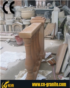 China Yellow Sandstone Balustrade & Railing,Yellow Natural Stone Staircase Rails Hot Sale