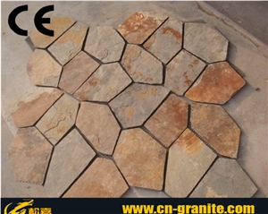 China Yellow Slate Flagstone Rusty Slate Crazy Paving Random Flagstones