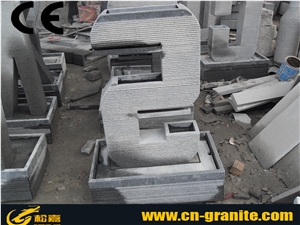 Chinese Grey Granite Stone Water Features Fountain Indoor Artificial Waterfall Fountain Sculpture Stone