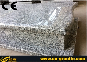 Chinese Spray White Granite Monument & Tombstone Poland Style Tombstones Natural Stone Memorial Gravestone