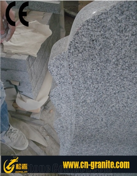 G603 Grey Granite Tombstone & Monument, Chinese Grey Granite Polished Western Style Cross Tombstone