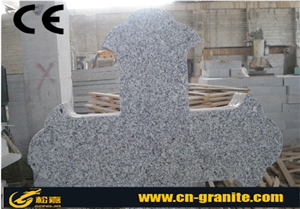 G603 Grey Granite Tombstone & Monument, Chinese Grey Granite Polished Western Style Cross Tombstone
