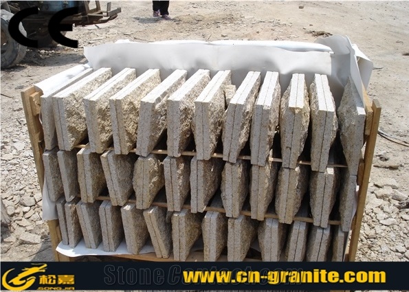 G682 China Yellow Granite Mushroom Stone, Rusty Yellow Granite Wall Cladding, Sunset Gold Yellow Granite