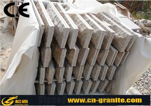 G682 China Yellow Granite Mushroom Stone, Rusty Yellow Granite Wall Cladding, Sunset Gold Yellow Granite