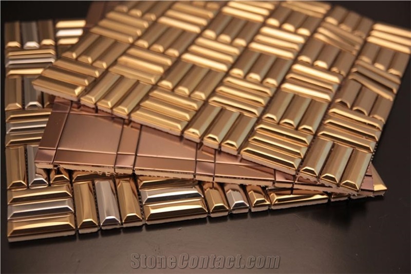 Glass Mosaic,Stainless Steel Mosaic Tiles for Wall Decoration,Wall Cladding Tiles,Metal Mosaic Tiles.