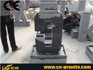 Grey China Granite Garden Water Features Exterior Landscaping Stones Outdoor Sculptured Fountain Jumping Jets Water Fountain