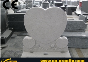 Poland Design China Pearl White Granite Monument & Tombstone with Rose Craving Funeral Monument Prices Angel Heart Monument Tombstone