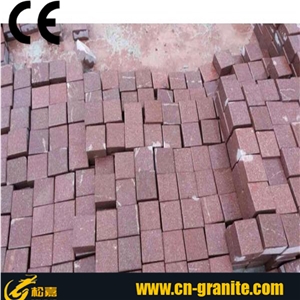 Red Cobble Stone,China G666 Granite Paving Stone,Sawn Cube Stone,Flooring Covering,Driveway Paving Stone,Garden Stepping Pavements,Landscape Paving Stone,Paving Sets,Pink Granite Cobbles