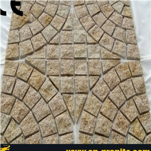 Rustic Stone Paver,Yellow Cobble Stone,China G682 Granite Paving Stone, Rusty Stone Paving,Yellow Stone Flooring Paver,Outdoor Stone Paver,Outdoor Cobble Stone for Garden,Walkway Pavers,G682 Granite