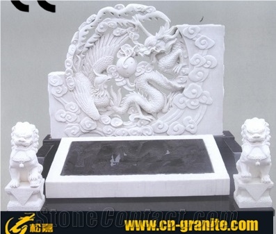 White Marble Carving Monument, Pure White Marble Tombstone & Monument