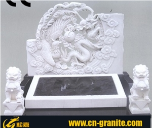 White Marble Carving Monument, Pure White Marble Tombstone & Monument