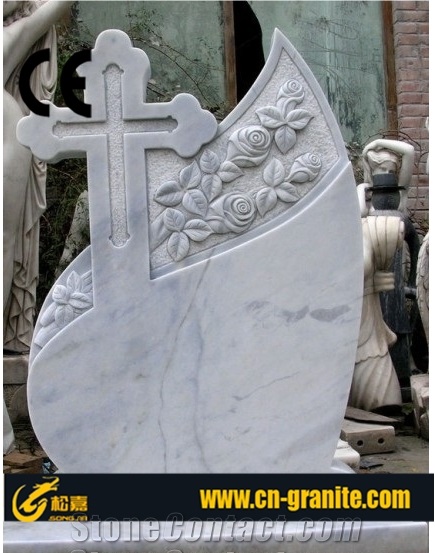 White Marble Carving Monument, Pure White Marble Tombstone & Monument