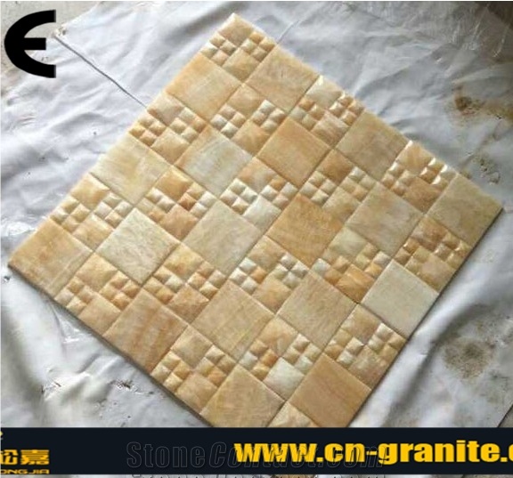 Yellow Onyx Masaic Pattern Tiles,Yellow Mosaic Pattern Water Jet Medallion Cricket Jersey Pattern