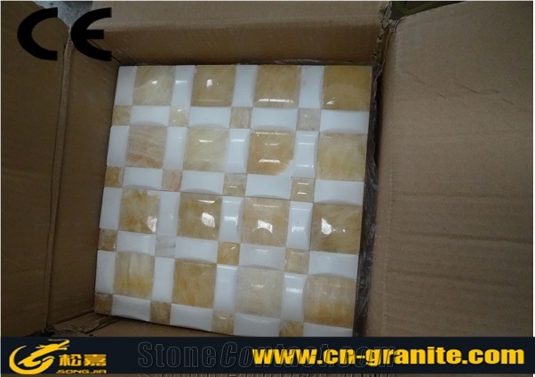 Yellow Onyx Masaic Pattern Tiles,Yellow Mosaic Pattern Water Jet Medallion Cricket Jersey Pattern