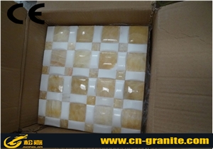 Yellow Onyx Masaic Pattern Tiles,Yellow Mosaic Pattern Water Jet Medallion Cricket Jersey Pattern