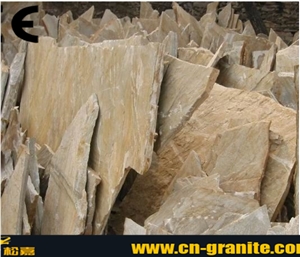 Yellow Random Flagstones China Crazy Paving Stone China Yellow Quartzite Flagstone Flagstone with Mesh Backing