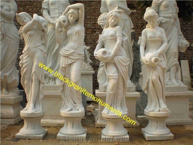 White Marble Figure Statues, Handcarved Sculptures, Western Style Marble Human Sculptures & Statues