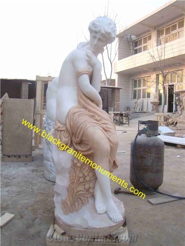 White Marble Figure Statues, Handcarved Sculptures, Western Style Marble Human Sculptures & Statues