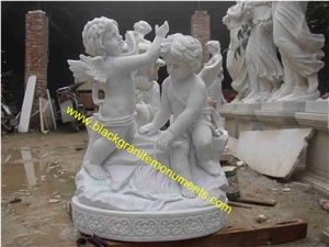 White Marble Sculpture Handcarved Cherub Angel Sculptures Angel Child Angel Statues