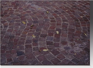Porfido Rojo Cobble Stone, Mexico Red Porphyry Cube Stone