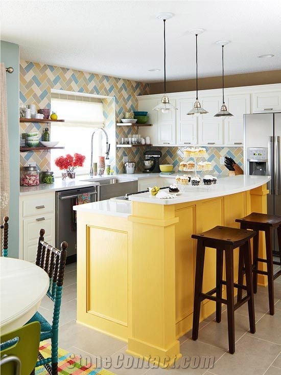 Engineered Corian Stone Kitchen Countertop Bench Top Island Top Avoid Quick Changes in Temperature, Hard Pressure or Scratching