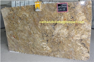 Indian Alaska Gold Granite Slabs, Yellow Polished Granite Floor Tiles, Wall Tiles