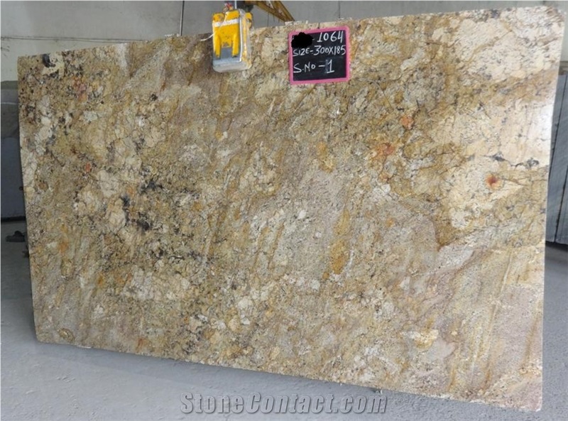 Indian Alaska Gold Granite Slabs, Yellow Polished Granite Floor Tiles, Wall Tiles