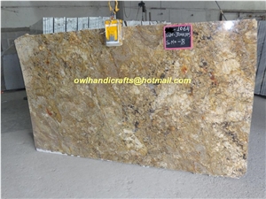 Indian Alaska Gold Granite Slabs, Yellow Polished Granite Floor Tiles, Wall Tiles