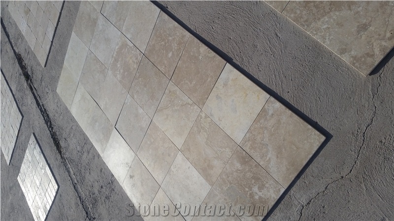 Durango Paredon Travertine 12x12x3/8", Beige Travertine Tiles & Slabs Mexico