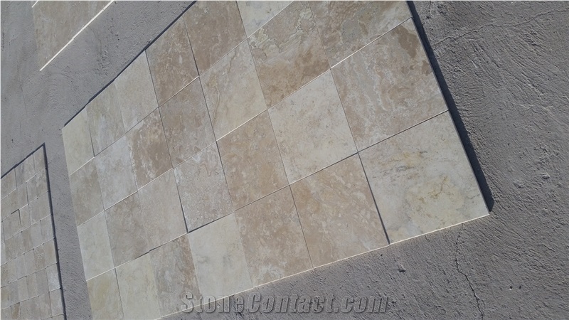 Durango Paredon Travertine 12x12x3/8", Beige Travertine Tiles & Slabs Mexico