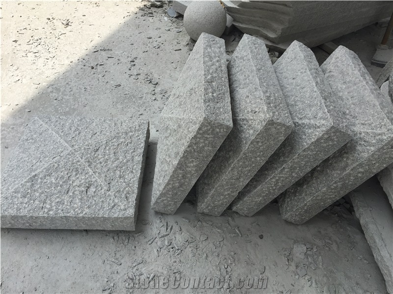 G603 Silver Grey Granite Capping,Bush Hammered Pillar Caps