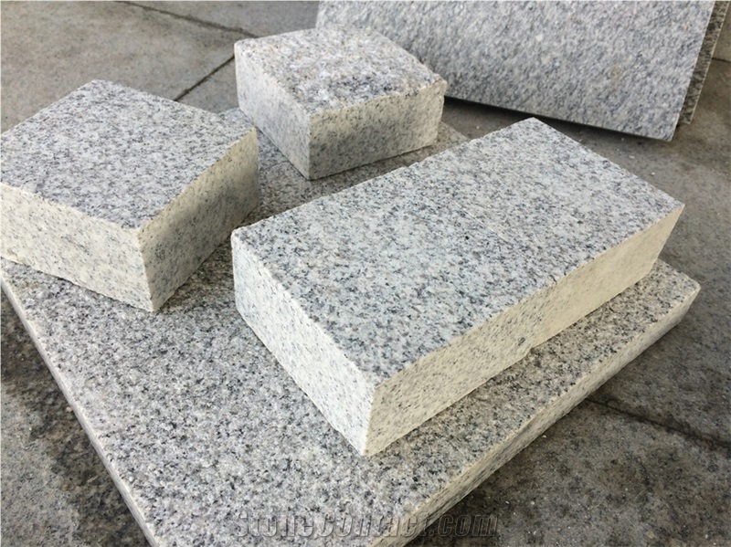 G603 Silver White Granite Flamed Cobble Stone,Natural Split Cube Stone