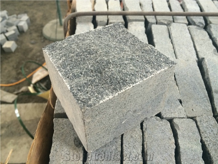 G654 Dark Grey Split Face Cobble Stone,Cube Stone